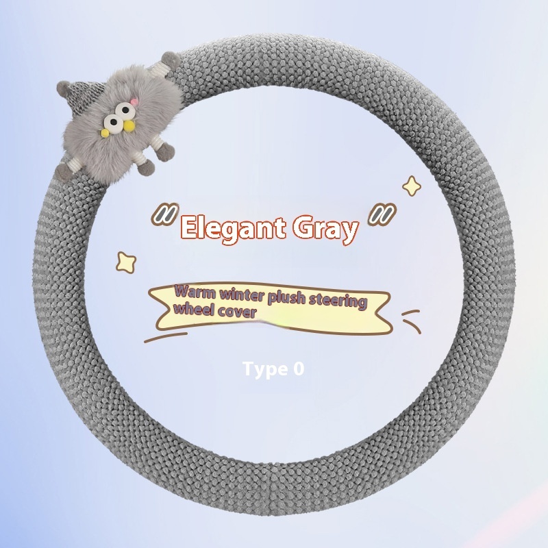 Cartoon Car Steering Wheel Cover Warm Plush Grip Cover 7 Cartoon Car Steering Wheel Cover Warm Plush Grip Cover - Image 7