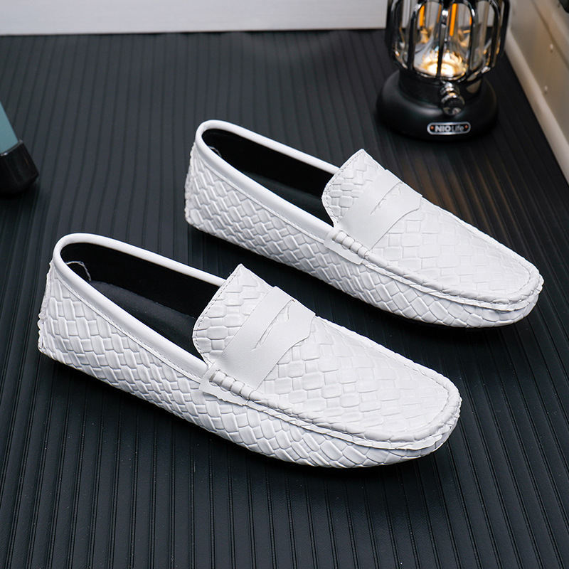 Men's Woven-pattern Leather Shoes Slip-on Loafers 3 Men's Woven-pattern Leather Shoes Slip-on Loafers - Image 3