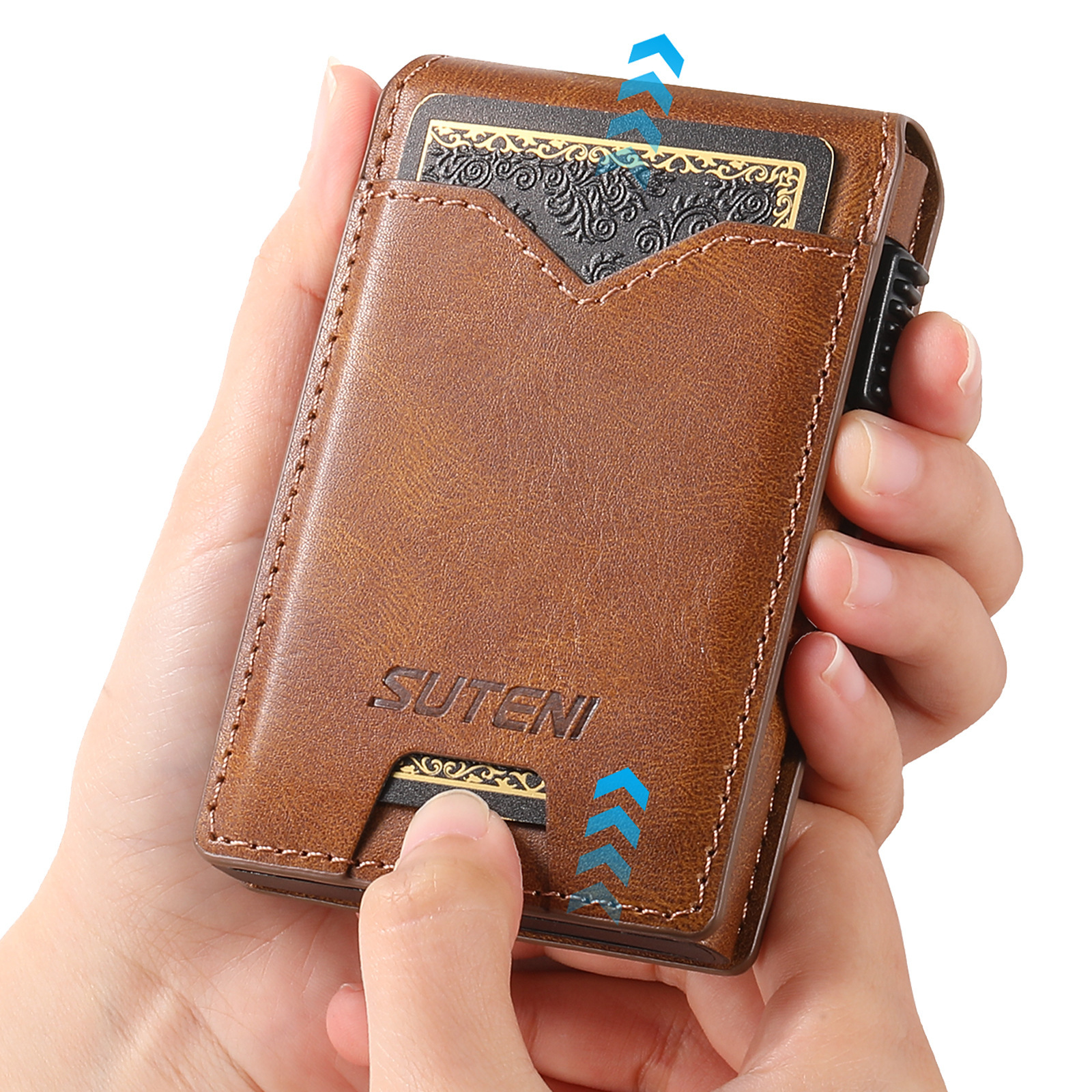 Oil-wax Grain Glossy Full-wrap Leather Card Holder 7 Oil-wax Grain Glossy Full-wrap Leather Card Holder - Image 7