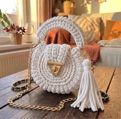 Bohemian Women's Solid-Colored Fabric-Strap Crochet Bag 10 Bohemian Women's Solid-Colored Fabric-Strap Crochet Bag - Image 10