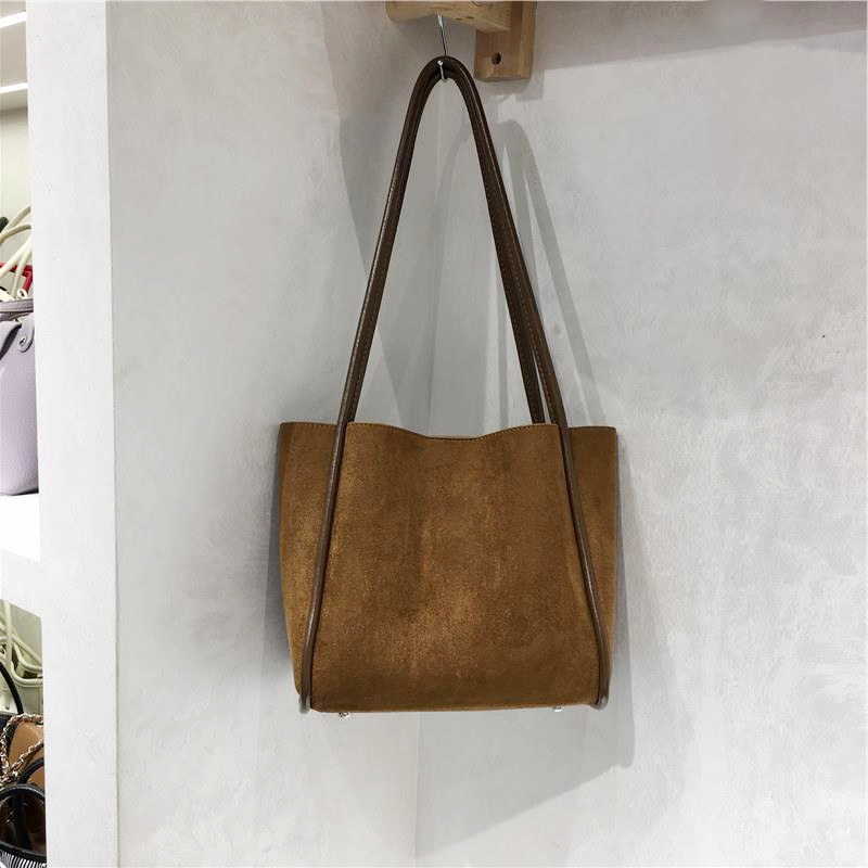 Suede Tote Bag A Simple Casual Shoulder Tote 3 Suede Tote Bag A Simple Casual Shoulder Tote - Image 3