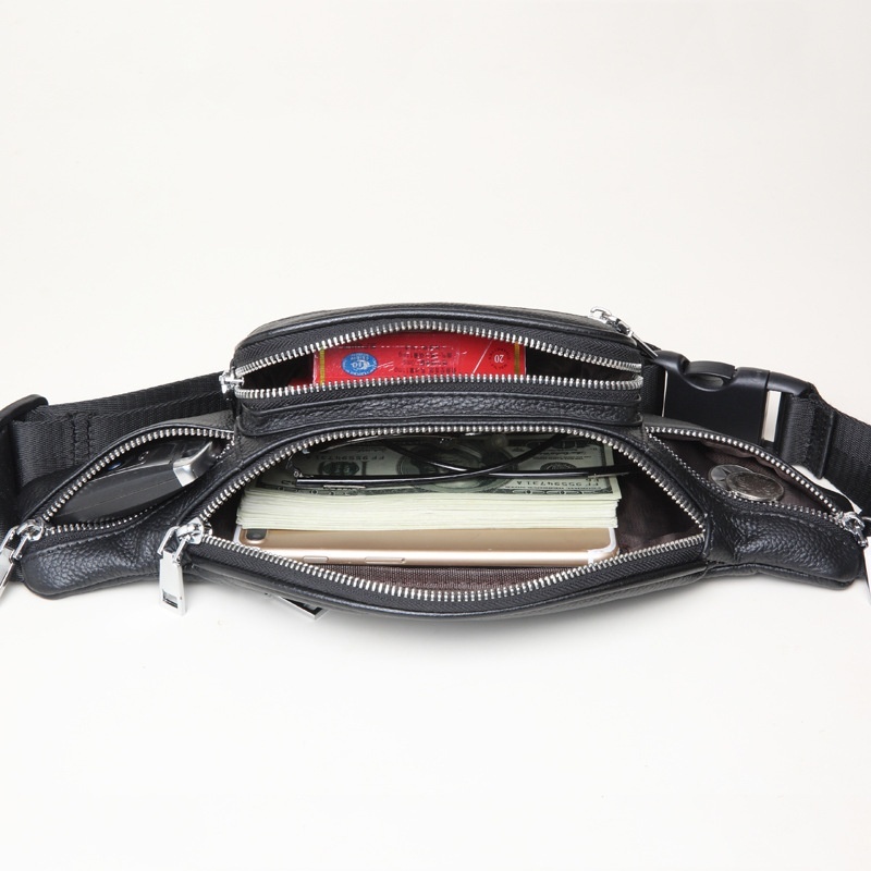 Men's Leather Waist Bag, Large Capacity, Durable First-Layer Cowhide 2 Men's Leather Waist Bag, Large Capacity, Durable First-Layer Cowhide - Image 2