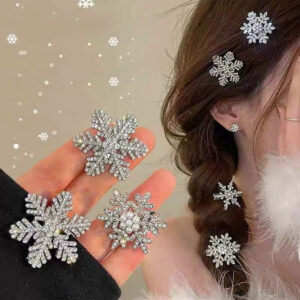 Crystal Snowflake Pearl Hair Clip Bobby Pins