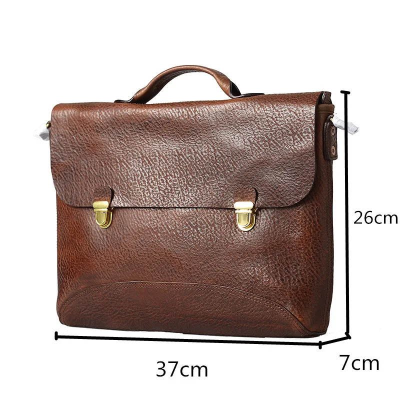 Men's Genuine Leather Handmade Retro Handbag 2 Men's Genuine Leather Handmade Retro Handbag - Image 2