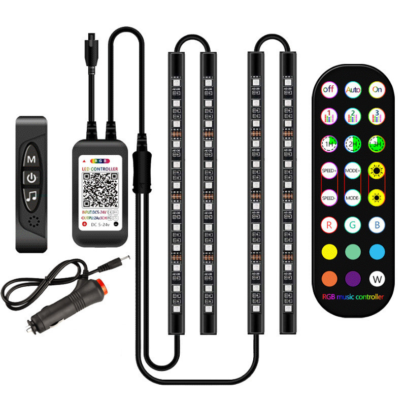 Decorative Car Interior LED Lights Remote Control RGB Strip Lights 2 Decorative Car Interior LED Lights Remote Control RGB Strip Lights - Image 2