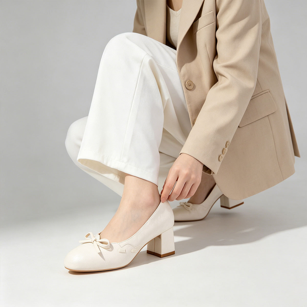 Bow Block Heel Pumps, Slip-On Shoes 8 Bow Block Heel Pumps, Slip-On Shoes - Image 8