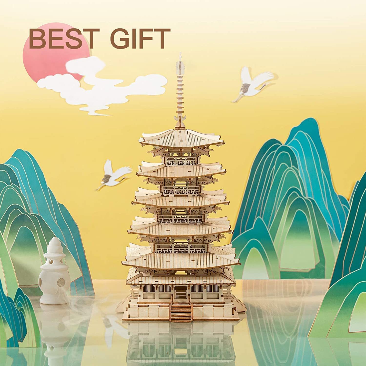 Five-storied Pagoda 3D Wooden Puzzle Toys 2 Five-storied Pagoda 3D Wooden Puzzle Toys - Image 2