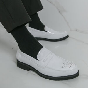 Men's Glossy Carved Leather Shoes