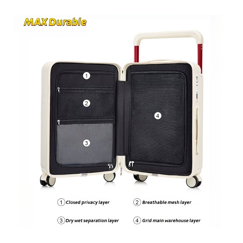 Wide Pull Rod Design Luggage Compartment, Large Capacity Luggage With Foldable Cup Holder And USB Interface 2 Wide Pull Rod Design Luggage Compartment, Large Capacity Luggage With Foldable Cup Holder And USB Interface - Image 2