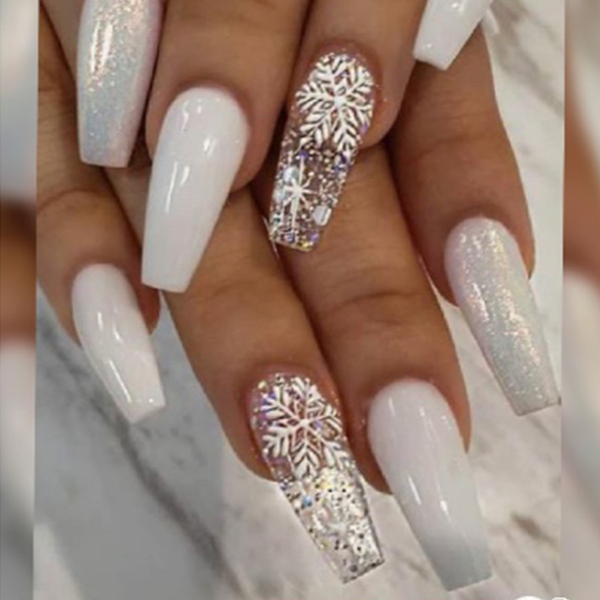 Ice Glitter Short Ballet Nail Art 1 Ice Glitter Short Ballet Nail Art