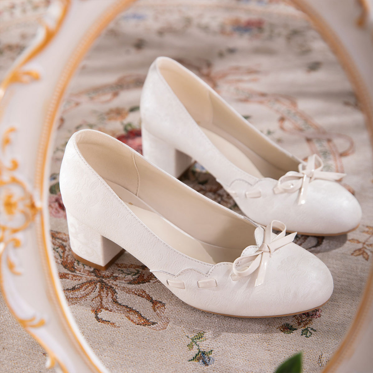 Bow Block Heel Pumps, Slip-On Shoes 5 Bow Block Heel Pumps, Slip-On Shoes - Image 5