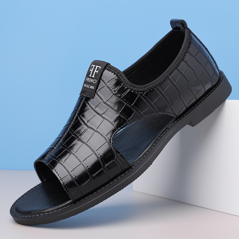 Men's Fashion Embossed Open-Toe Sandals 3 Men's Fashion Embossed Open-Toe Sandals - Image 3