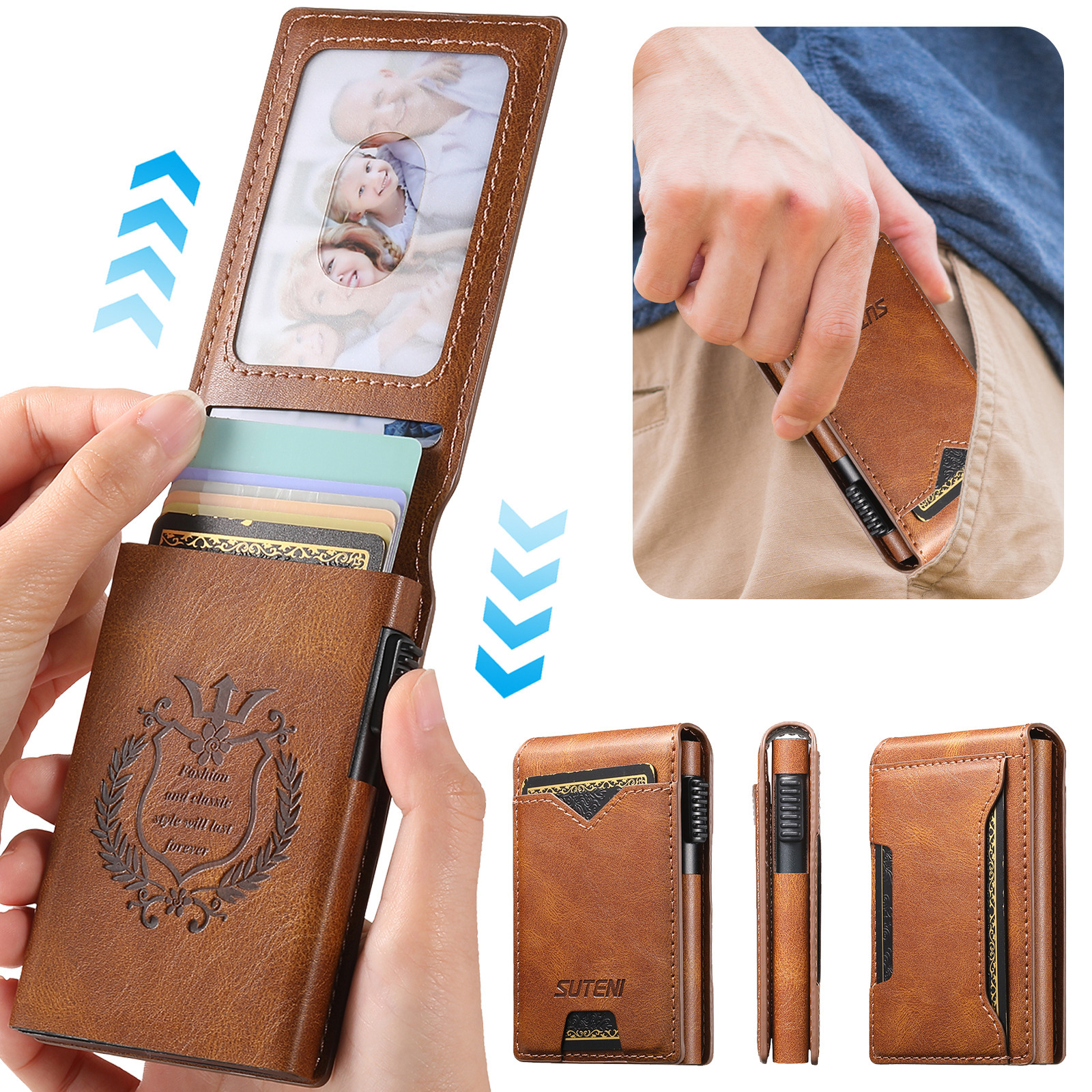Oil-wax Grain Glossy Full-wrap Leather Card Holder 6 Oil-wax Grain Glossy Full-wrap Leather Card Holder - Image 6