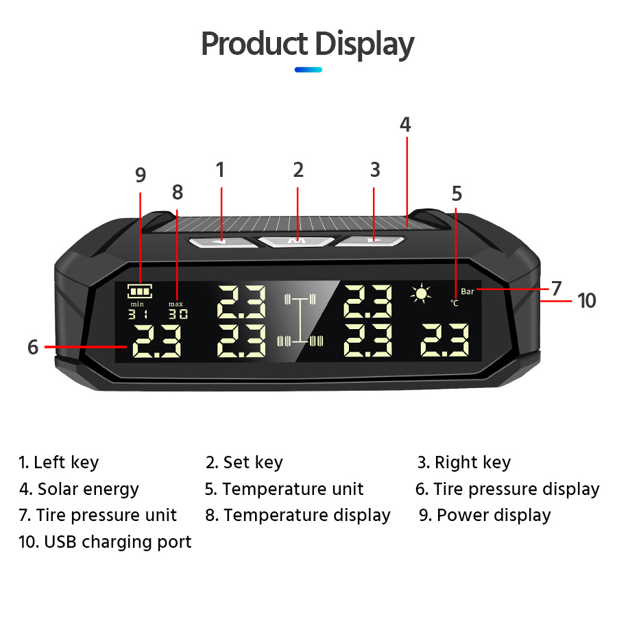 Solar External Tire Pressure Monitor 6 Tire RV Trucks 2 Solar External Tire Pressure Monitor 6 Tire RV Trucks - Image 2