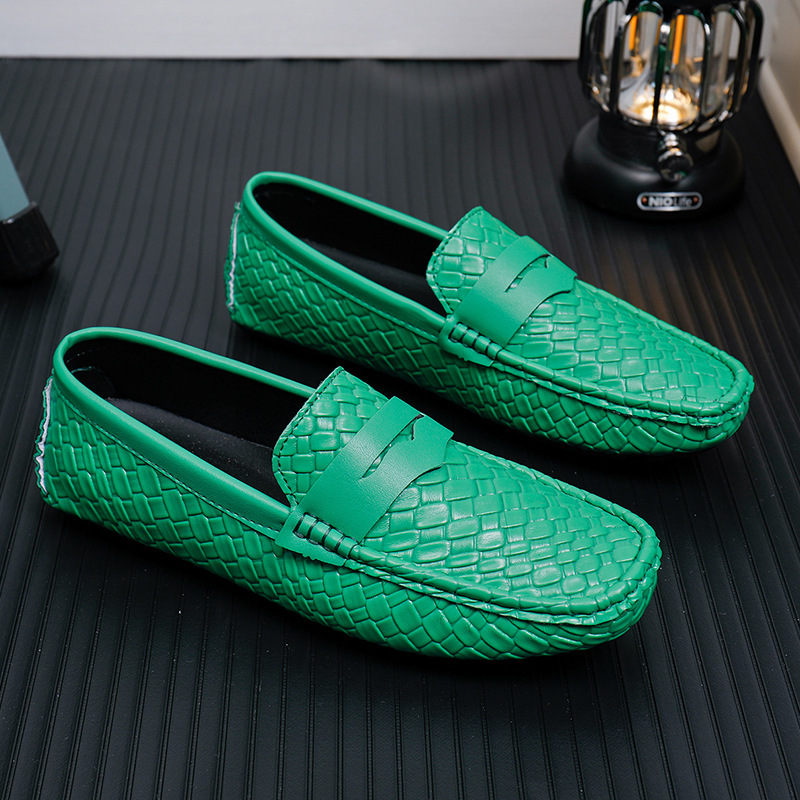 Men's Woven-pattern Leather Shoes Slip-on Loafers 9 Men's Woven-pattern Leather Shoes Slip-on Loafers - Image 9