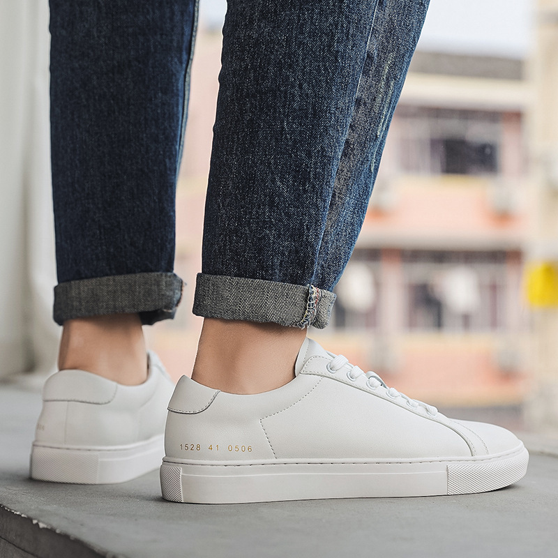 Breathable Cowhide Flat-soled Trendy Versatile White Sneakers 2 Breathable Cowhide Flat-soled Trendy Versatile White Sneakers - Image 2