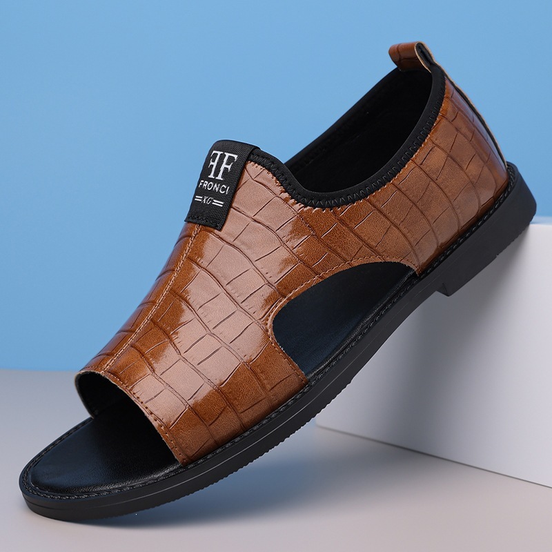 Men's Fashion Embossed Open-Toe Sandals 1 Men's Fashion Embossed Open-Toe Sandals