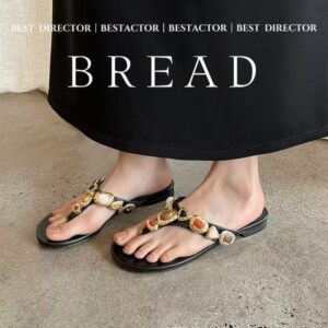 Leather Thong Sandals, Multi-Stone Embellished Flip Flops