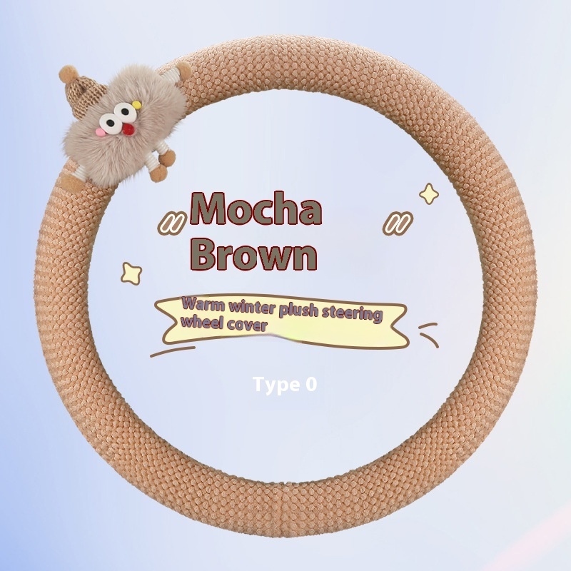 Cartoon Car Steering Wheel Cover Warm Plush Grip Cover 10 Cartoon Car Steering Wheel Cover Warm Plush Grip Cover - Image 10