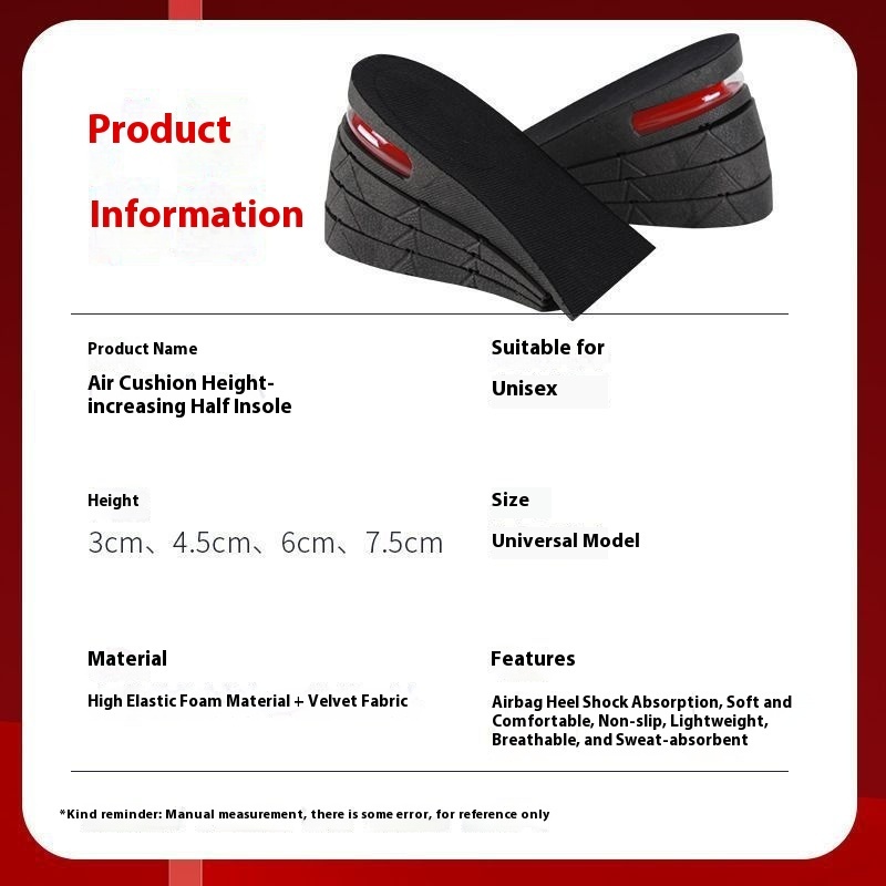 Height Increasing Insole For Women Men Sweat Absorbent 3 Height Increasing Insole For Women Men Sweat Absorbent - Image 3