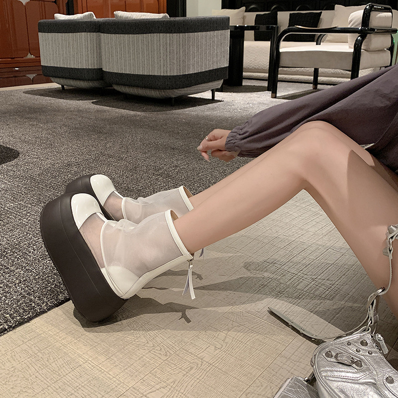 Women's Hollowed-Out Thick-Soled Mesh Ankle Boots 5 Women's Hollowed-Out Thick-Soled Mesh Ankle Boots - Image 5