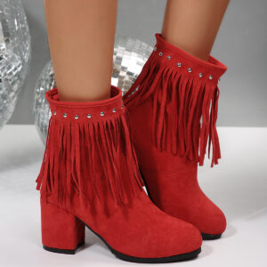Rivet Suede Tassel Women Boots
