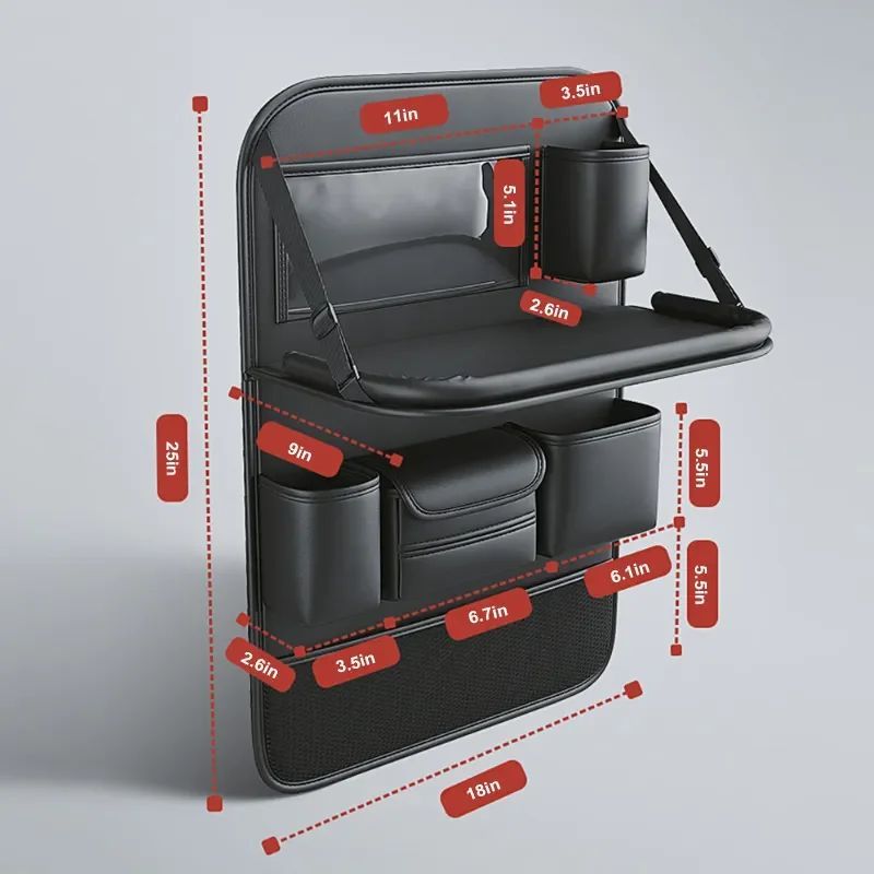Leather Car Back Seat Storage Organizer With Foldable Table Tray 7 Leather Car Back Seat Storage Organizer With Foldable Table Tray - Image 7
