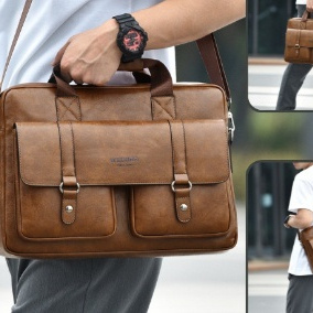 Men's Business Large-Capacity Shoulder Crossbody Simple Briefcase 5 Men's Business Large-Capacity Shoulder Crossbody Simple Briefcase - Image 5