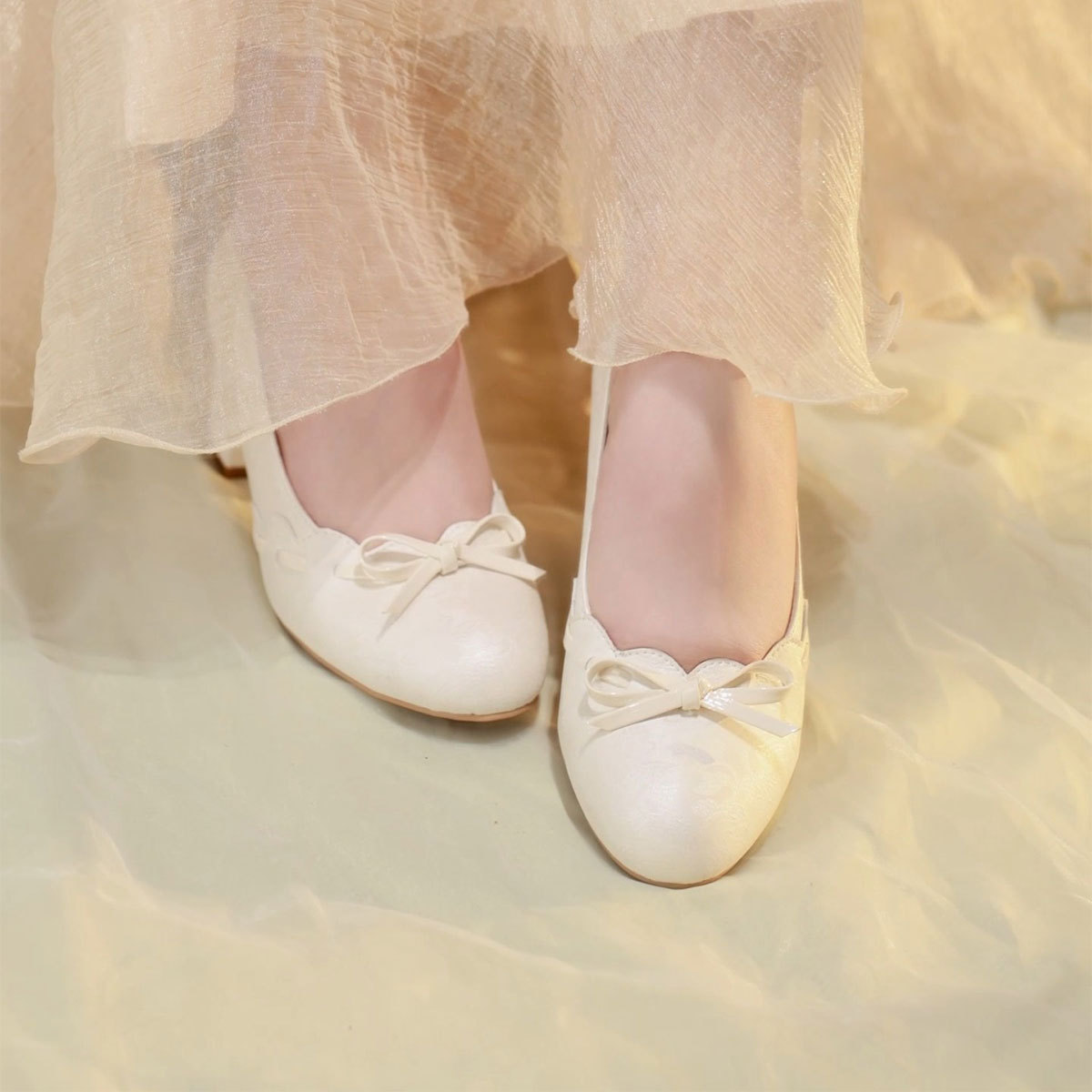 Bow Block Heel Pumps, Slip-On Shoes 7 Bow Block Heel Pumps, Slip-On Shoes - Image 7
