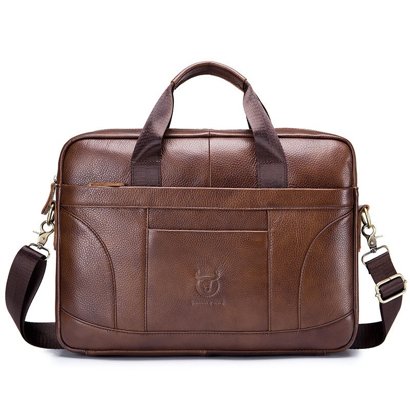 Full-grain Leather Large-capacity Men's Briefcase 4 Full-grain Leather Large-capacity Men's Briefcase - Image 4