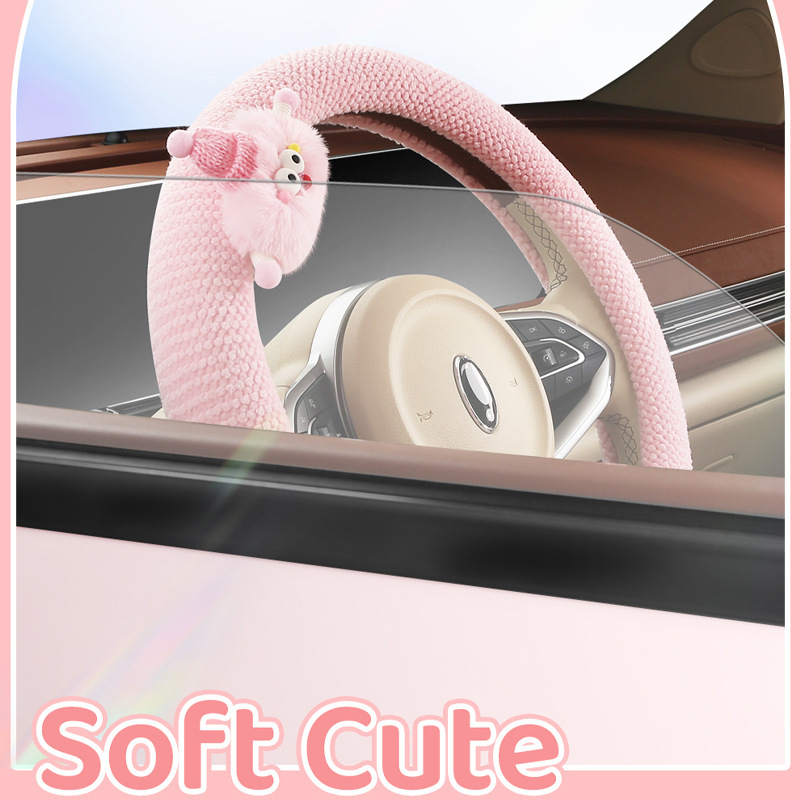 Cartoon Car Steering Wheel Cover Warm Plush Grip Cover 5 Cartoon Car Steering Wheel Cover Warm Plush Grip Cover - Image 5