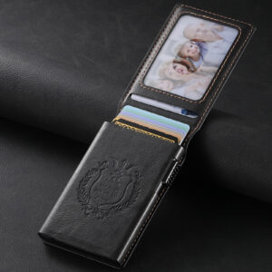 Oil-wax Grain Glossy Full-wrap Leather Card Holder