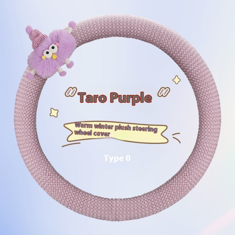 Cartoon Car Steering Wheel Cover Warm Plush Grip Cover 4 Cartoon Car Steering Wheel Cover Warm Plush Grip Cover - Image 4