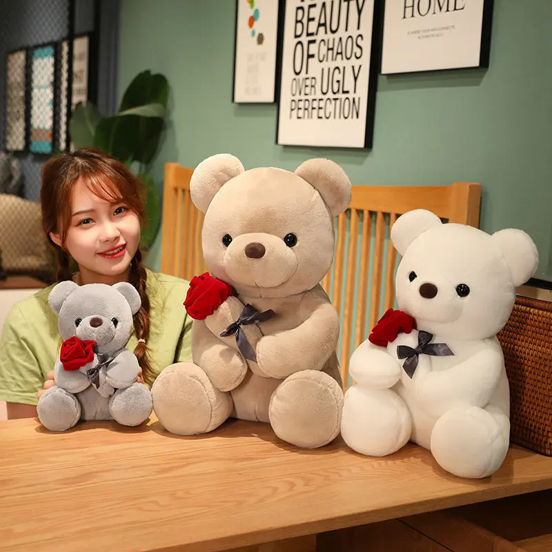 Teddy Bear Hugging Roses Plush Stuffed Soft Animal 23-45cm 10 Teddy Bear Hugging Roses Plush Stuffed Soft Animal 23-45cm - Image 10