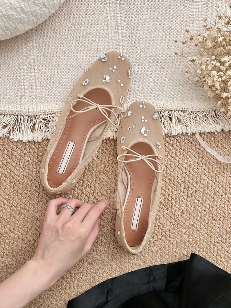 Nude Apricot Sandals Mary Jane Mesh Sandals 2 Nude Apricot Sandals Mary Jane Mesh Sandals - Image 2