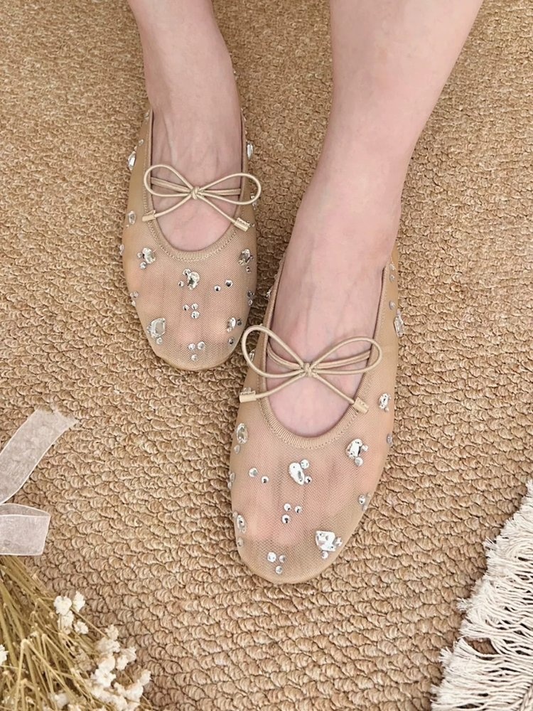 Nude Apricot Sandals Mary Jane Mesh Sandals 5 Nude Apricot Sandals Mary Jane Mesh Sandals - Image 5