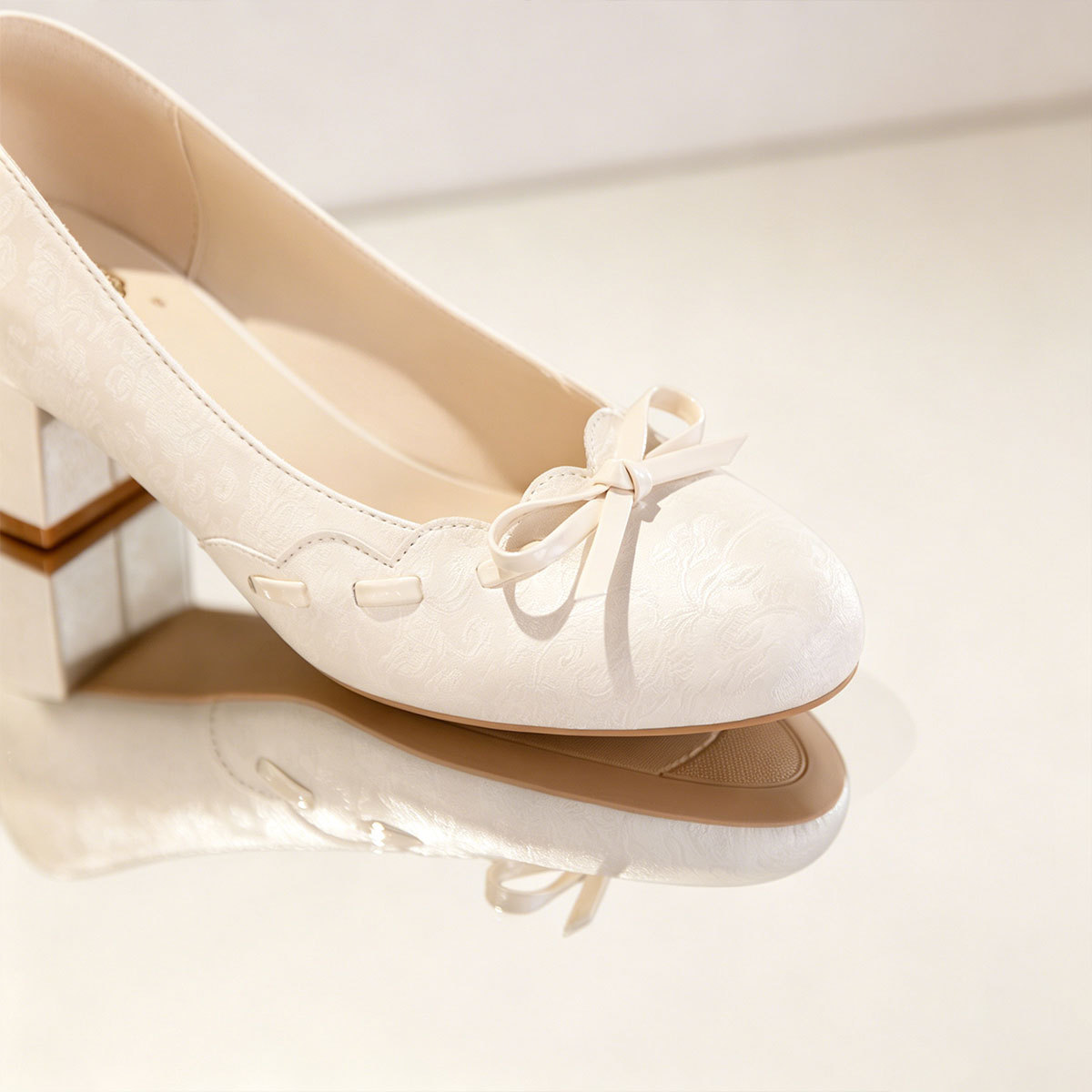 Bow Block Heel Pumps, Slip-On Shoes 10 Bow Block Heel Pumps, Slip-On Shoes - Image 10