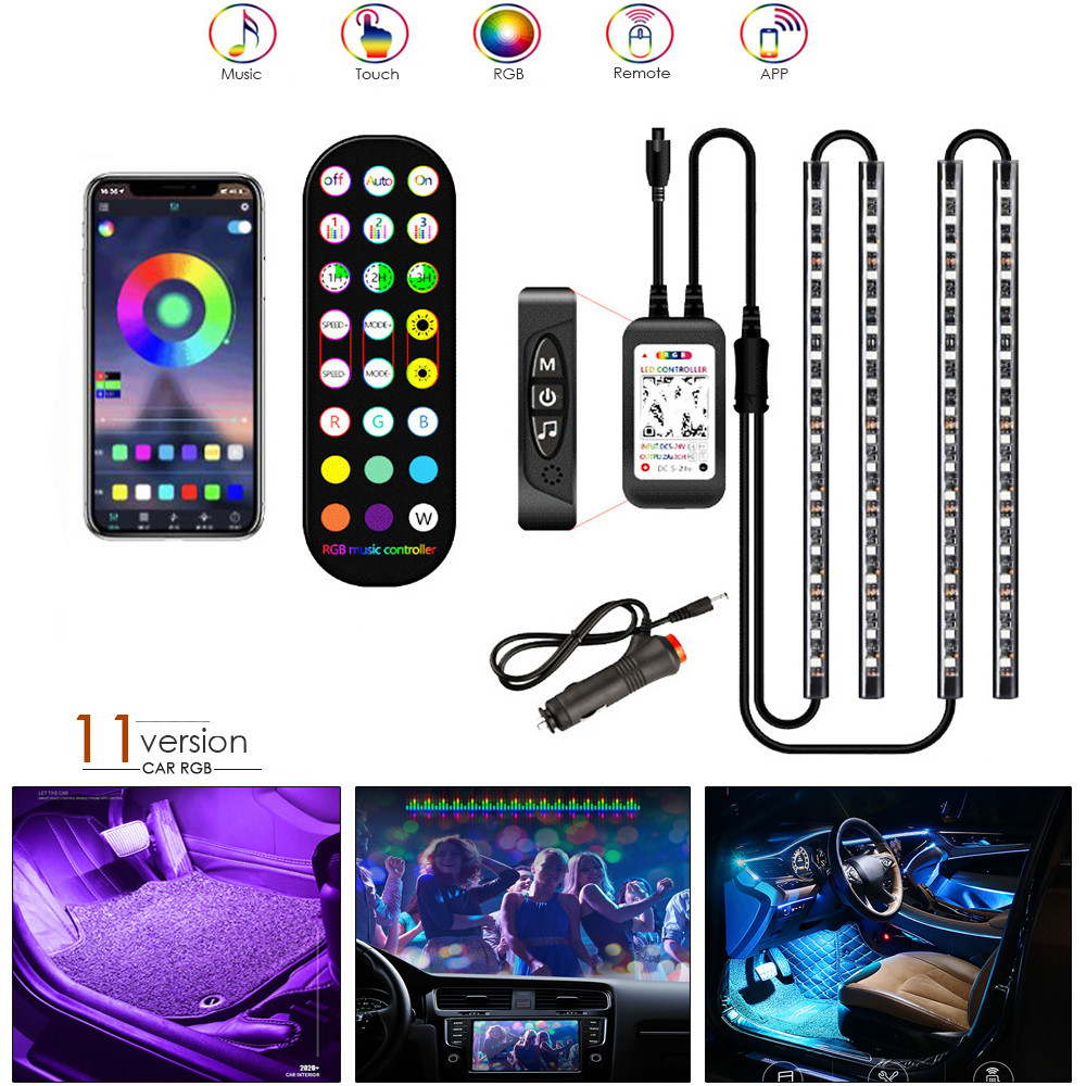 Decorative Car Interior LED Lights Remote Control RGB Strip Lights 1 Decorative Car Interior LED Lights Remote Control RGB Strip Lights