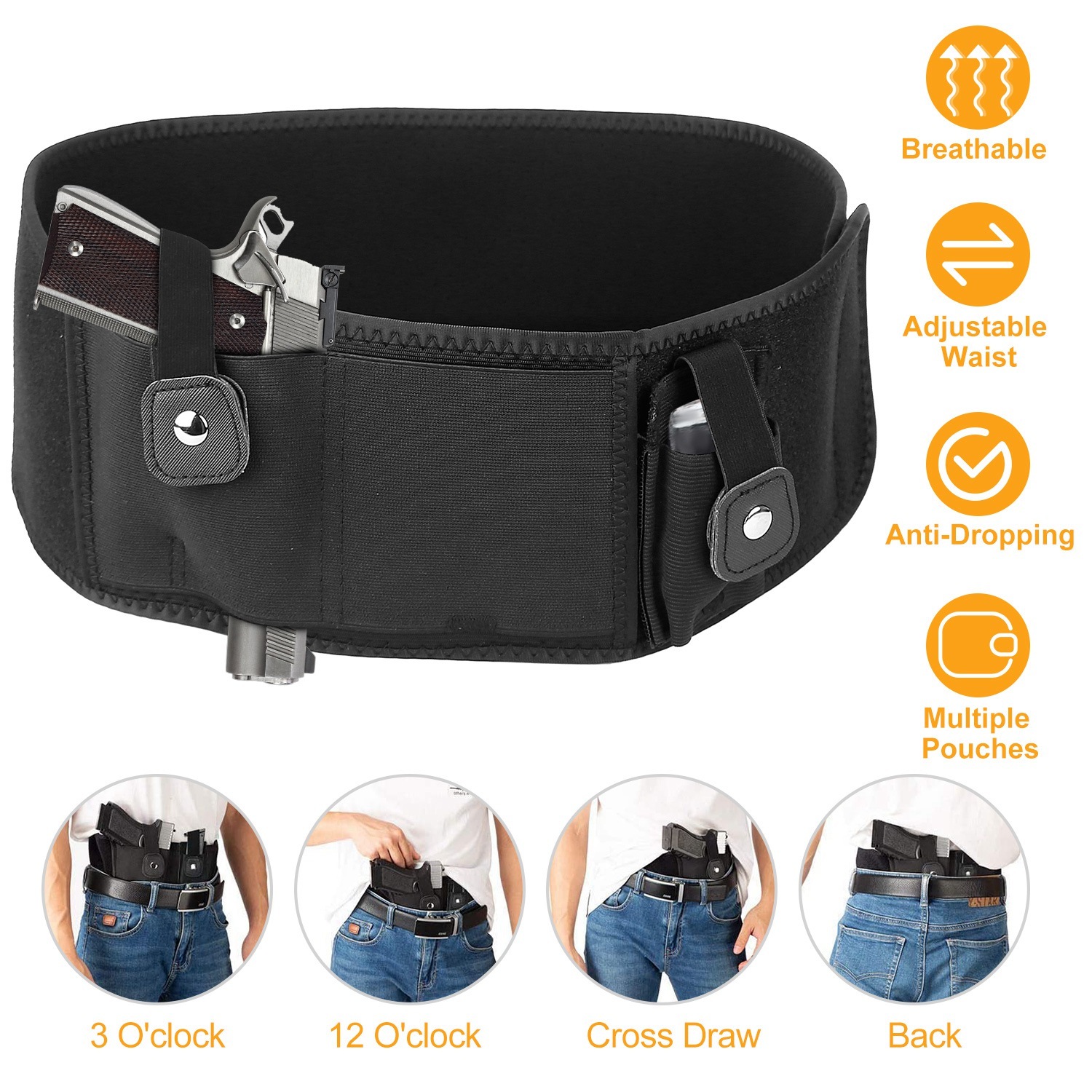 1Pc Belly Band Adjustable Waist Carry Pouch Breathable Neoprene Belt Bag 1 1Pc Belly Band Adjustable Waist Carry Pouch Breathable Neoprene Belt Bag