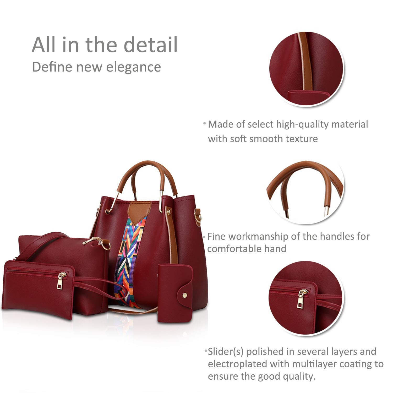 Women Handbags Shoulder Bags 4 Pcs Handbags 2 Women Handbags Shoulder Bags 4 Pcs Handbags - Image 2