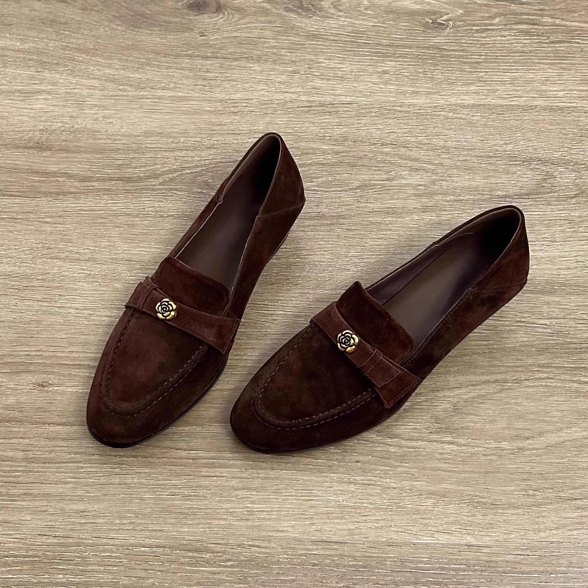 Retro French Camellia Loafers For Women 1 Retro French Camellia Loafers For Women