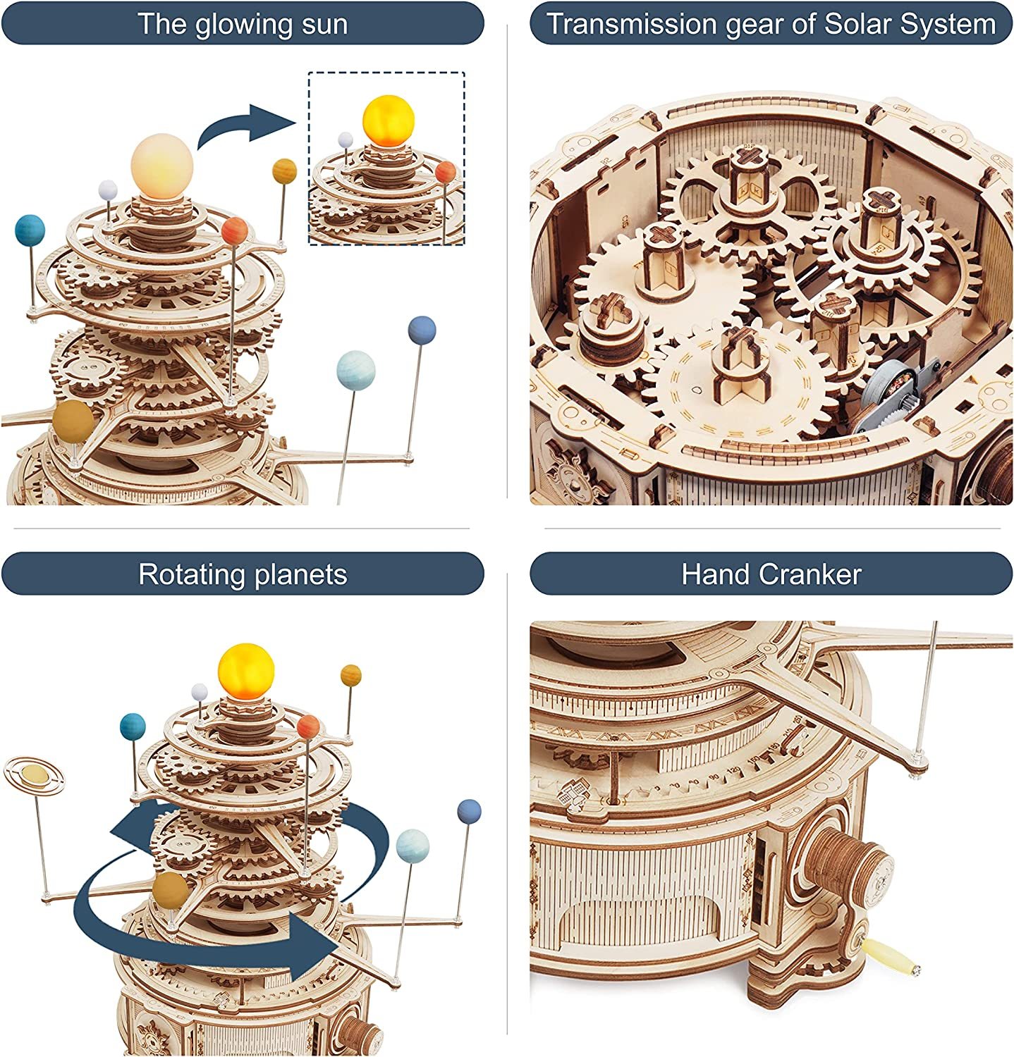 Rotatable Mechanical Orrery 3D Wooden Puzzle Games 8 Rotatable Mechanical Orrery 3D Wooden Puzzle Games - Image 8