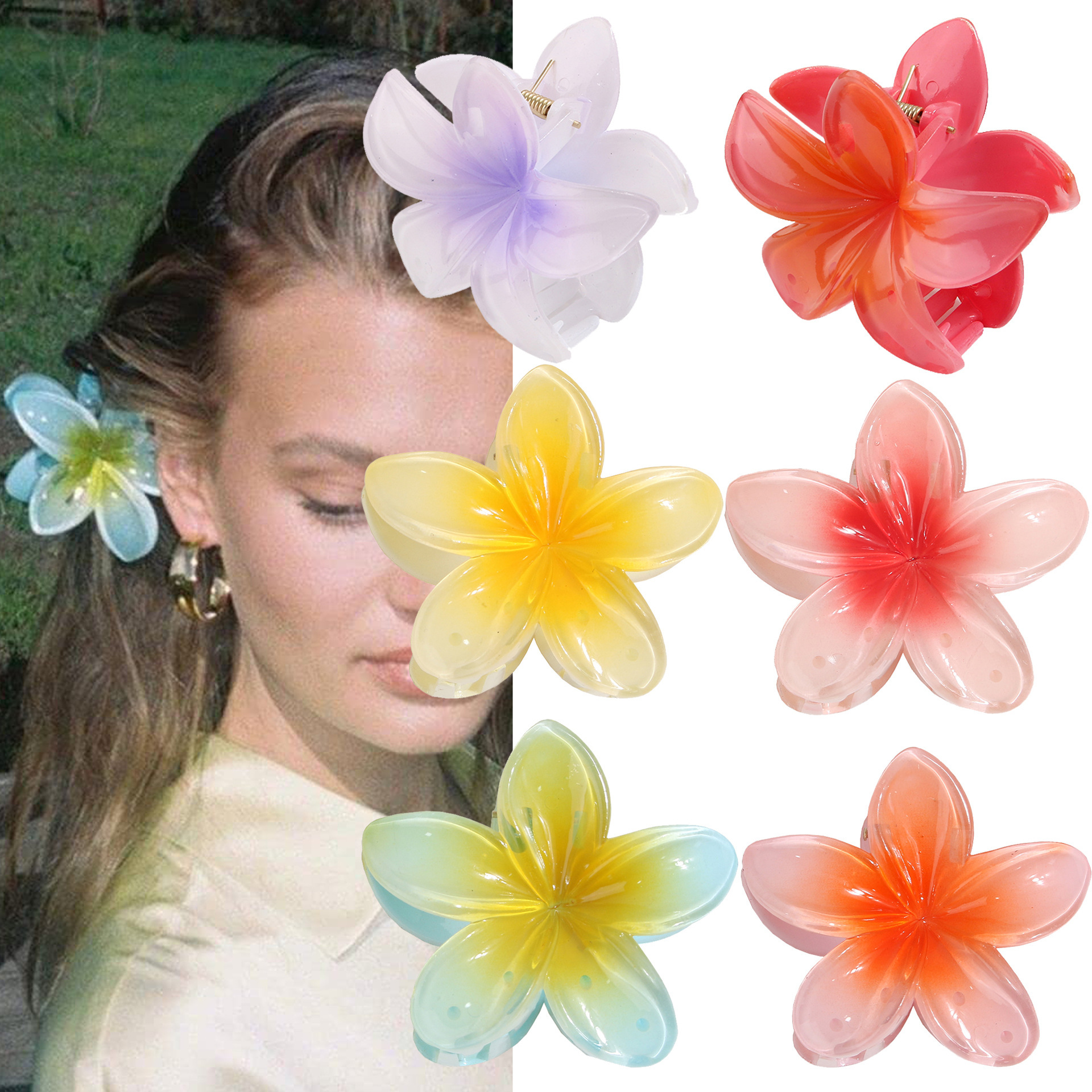 Muweordy Plumeria Hair Clips Flower Hair Clip 1 Muweordy Plumeria Hair Clips Flower Hair Clip
