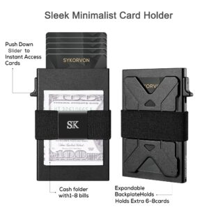 Minimalist Card Holder Wallet For Men, Aluminum Slim Metal Wallet With Money Band, RFID Blocking Up Wallet, Holds 12Cards Plus Cash