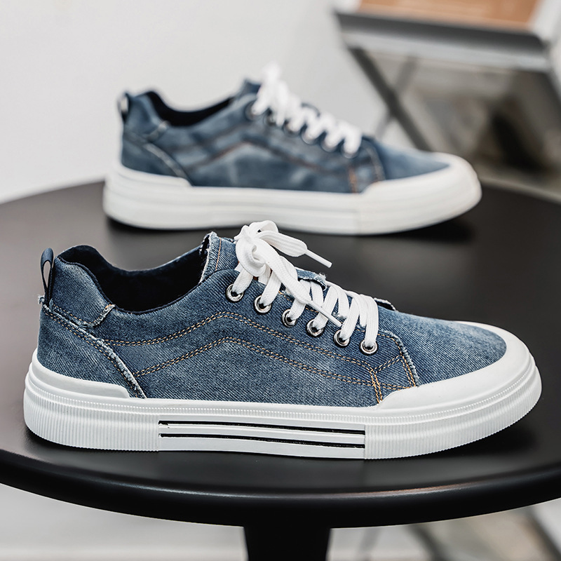 Men's Low-top Casual Denim Sneakers 3 Men's Low-top Casual Denim Sneakers - Image 3