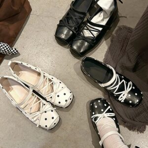Ballet Polka Dot with Bow Mary Jane Flat Shoes