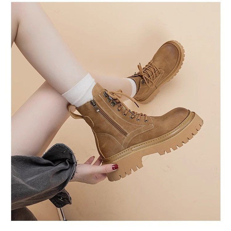 Women's Retro Height-Enhancing Mid-Calf Martin Boots 6 Women's Retro Height-Enhancing Mid-Calf Martin Boots - Image 6