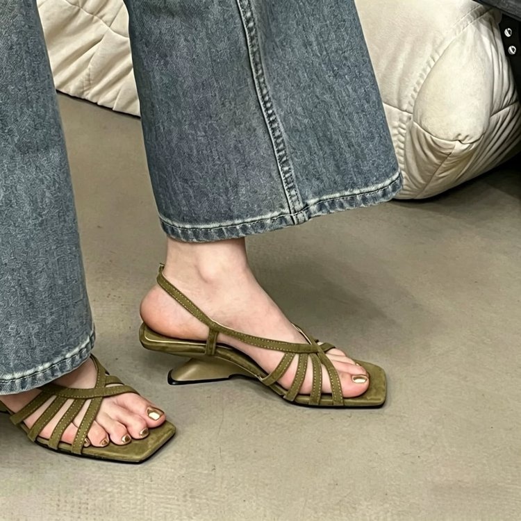 Wedge Suede Open Toe Sandals 4 Wedge Suede Open Toe Sandals - Image 4