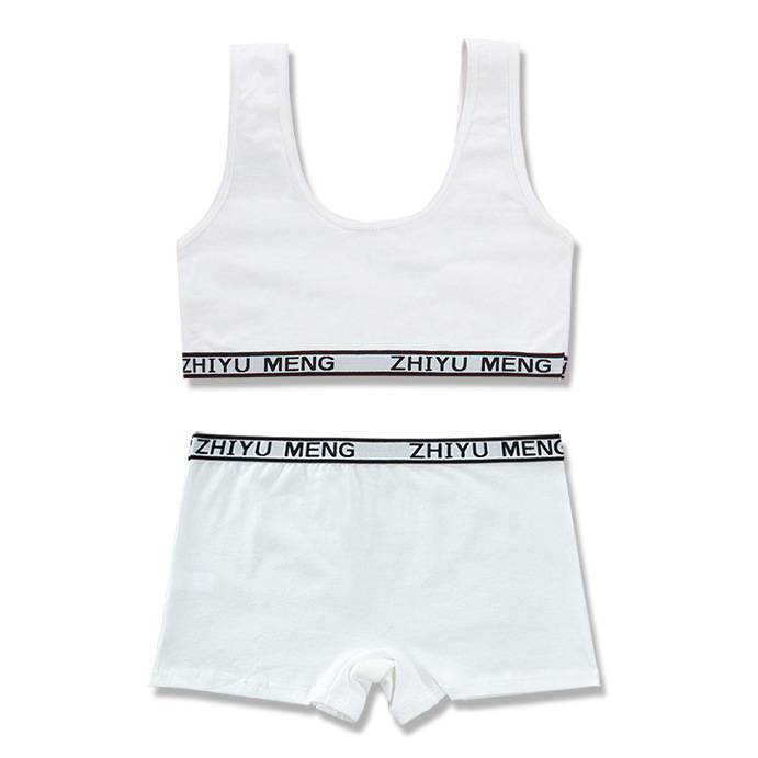Girls' Cotton Solid Color Underwear Set 3 Girls' Cotton Solid Color Underwear Set - Image 3