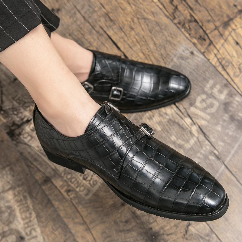 Men's Leather Shoes With Square Toe and Embossed Pattern 3 Men's Leather Shoes With Square Toe and Embossed Pattern - Image 3